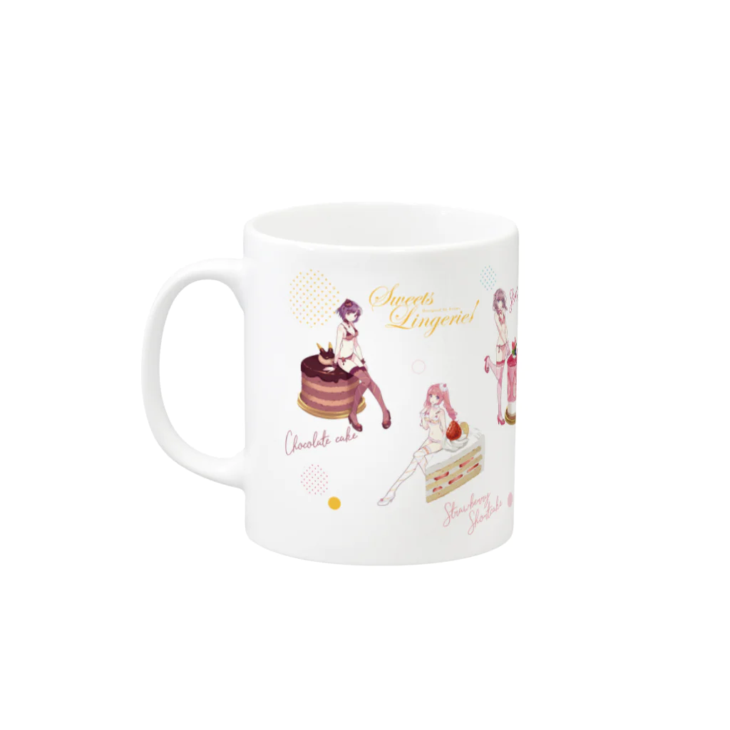 ERIMO–WORKSのSweets Lingerie Mug "SWEETS PARTY" 머그컵の取っ手の左面