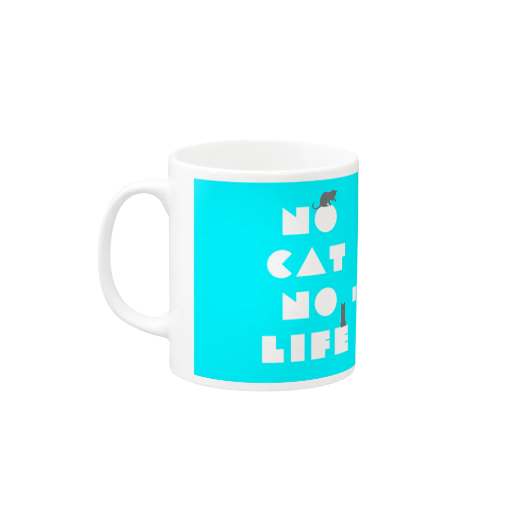 russibooのnocatnolife_blue（猫好きの方向け） Mug :left side of the handle