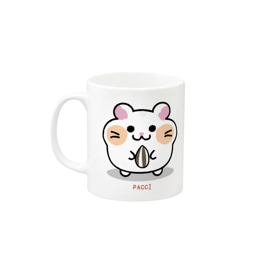 HAMNEKOストアのパッシーとちーかまのマグカップ Mug :left side of the handle