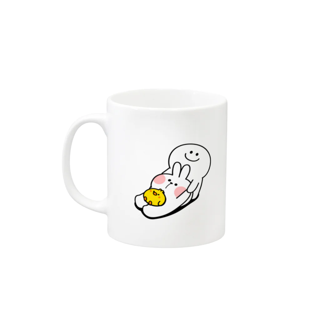 AKIRAMBOWのSpoiled Rabbit Dragging / あのひとをひきずる あまえんぼうさちゃん Mug :left side of the handle