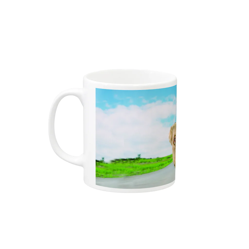 音波屋オンラインショップのエリンギ星人スキップ Mug :left side of the handle