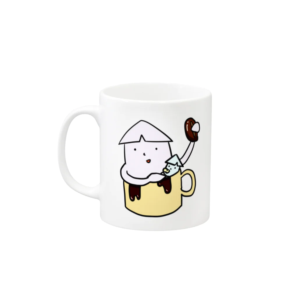 しょっぷ　休日は予定なしのいかの親子とぶた　コーヒーマグ Mug :left side of the handle