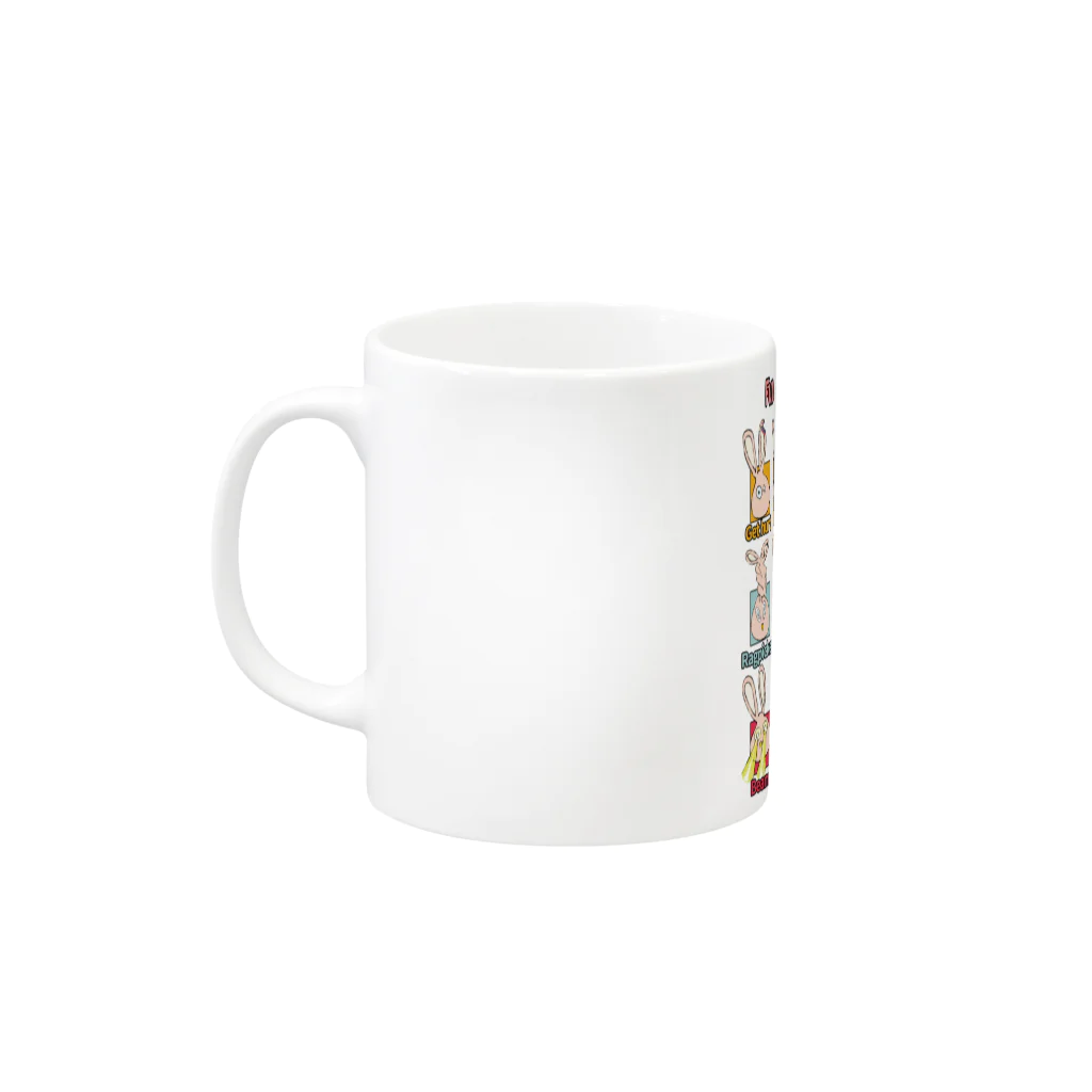 HIRAのご機嫌なうさぎ🐰　12匹ver Mug :left side of the handle