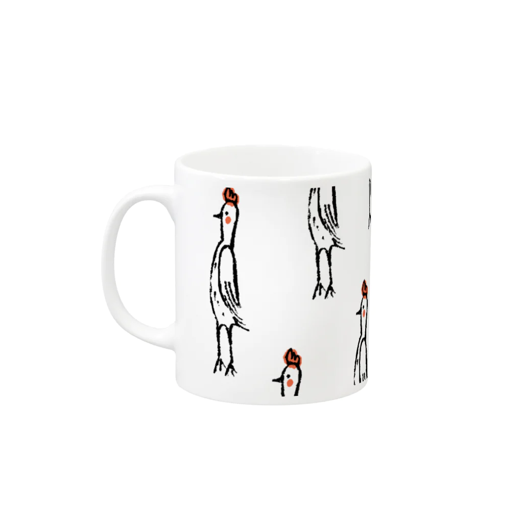 てら ねこグッズのニワトリさん柄 Mug :left side of the handle