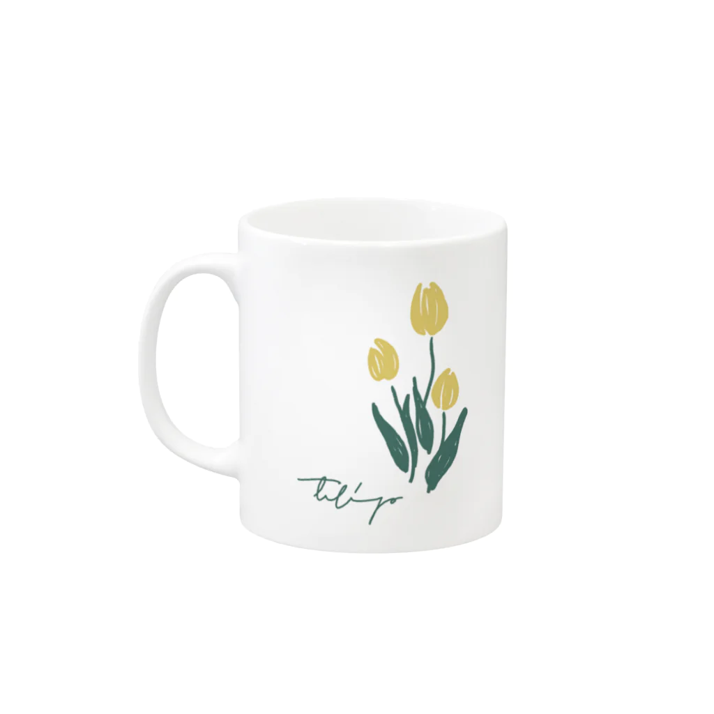 tulipの白地　tulip Mug :left side of the handle