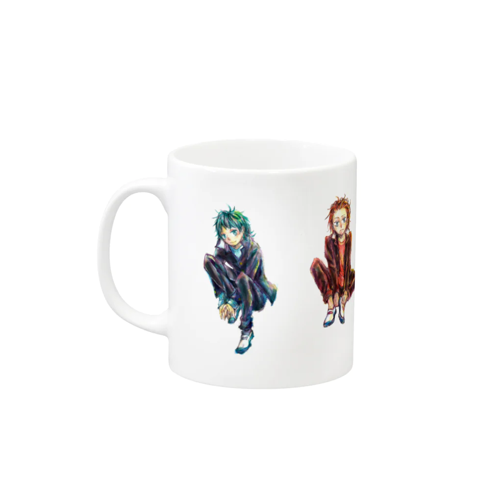 志瓜のSUZURIのめぐあずつなここ Mug :left side of the handle