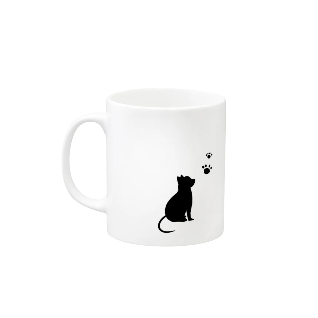 にゃんたろうの黒猫シルエット Mug :left side of the handle