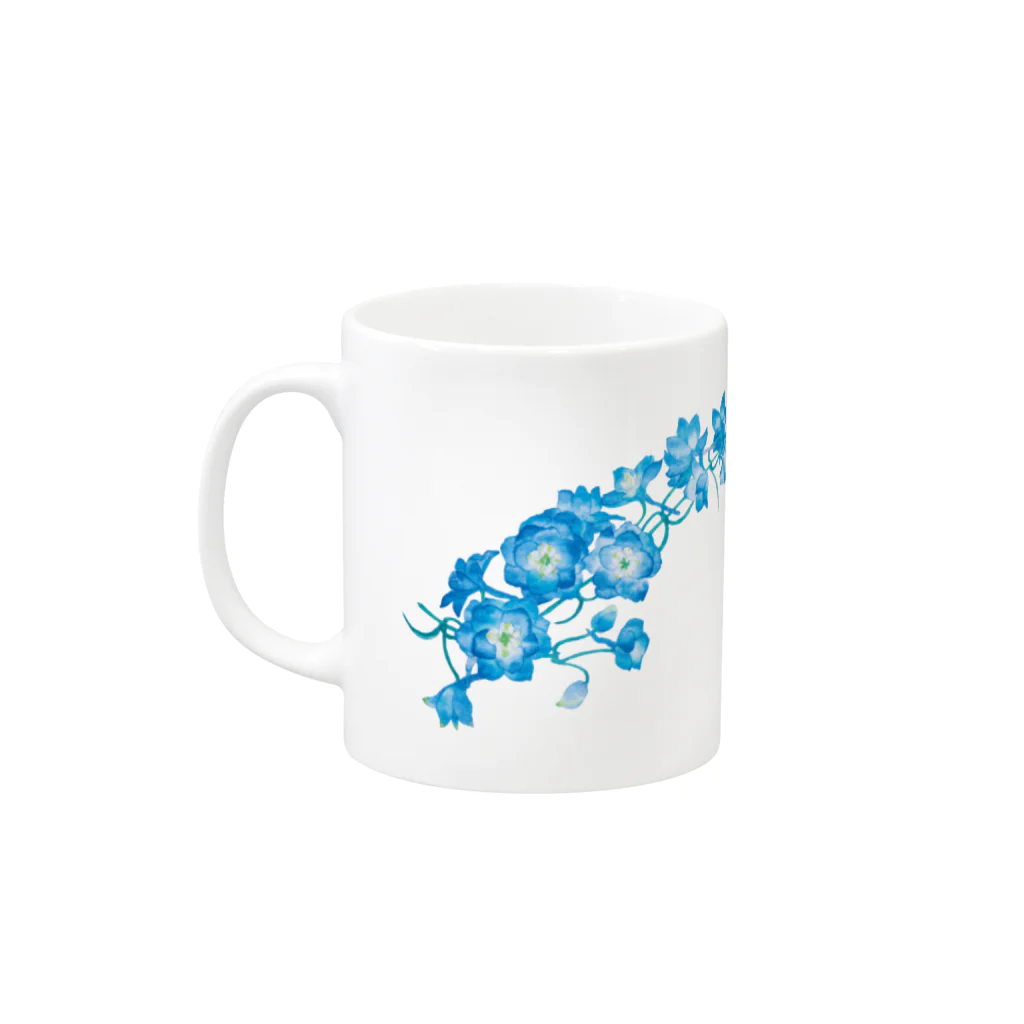 花雑貨の青い花 デルフィニウム （水彩） Mug :left side of the handle