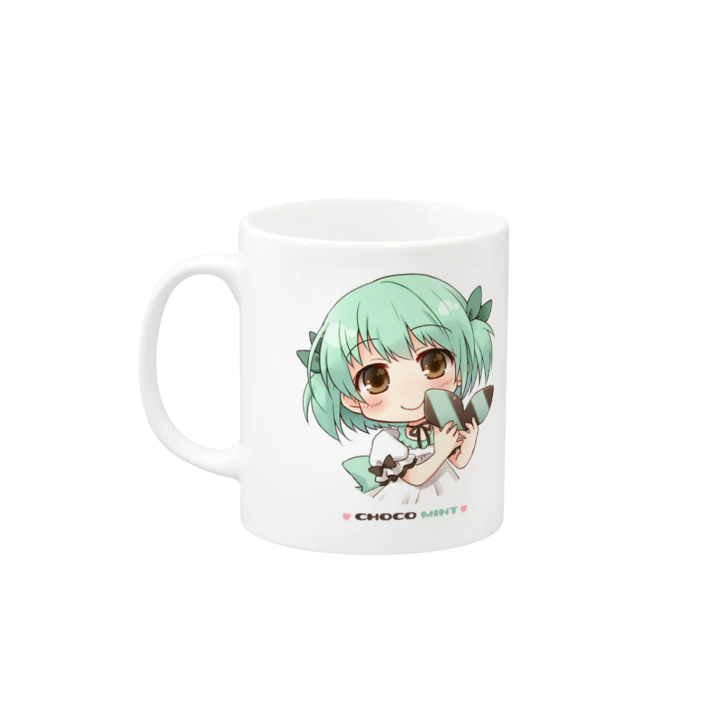 ねこまぐろSuzuri店 @tailtame_ilのチョコミント娘 Mug :left side of the handle