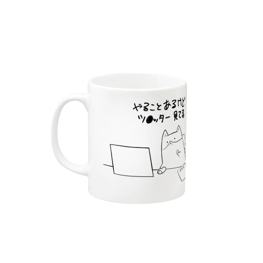 かわいいコーギーのツイ廃 Mug :left side of the handle