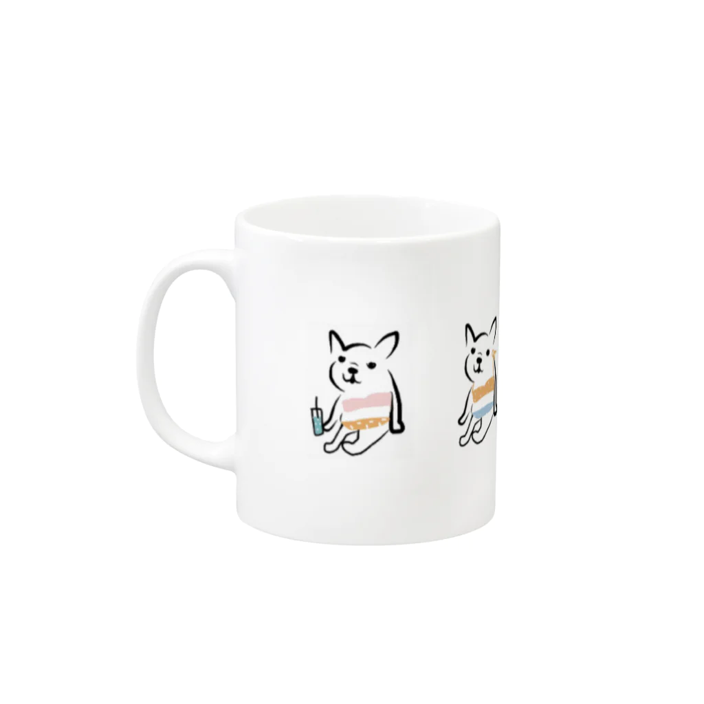 HER AND MARSHMALLOWのサマービキニ　フレンチブルドッグ Mug :left side of the handle