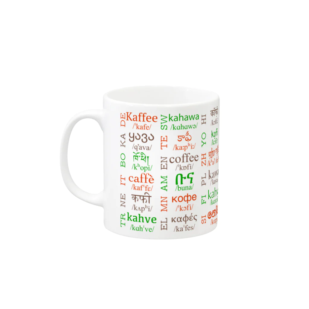 言語系グッズを作ってみるショップの多言語コーヒー Mug :left side of the handle