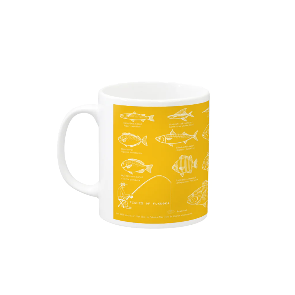 Umikko8823のふくおかの魚yellow Mug :left side of the handle