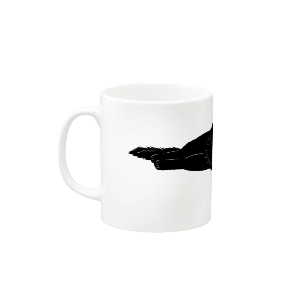 熊谷杯人⭐︎巻きシッポ帝国のごろ寝こ横向き-黒 Mug :left side of the handle
