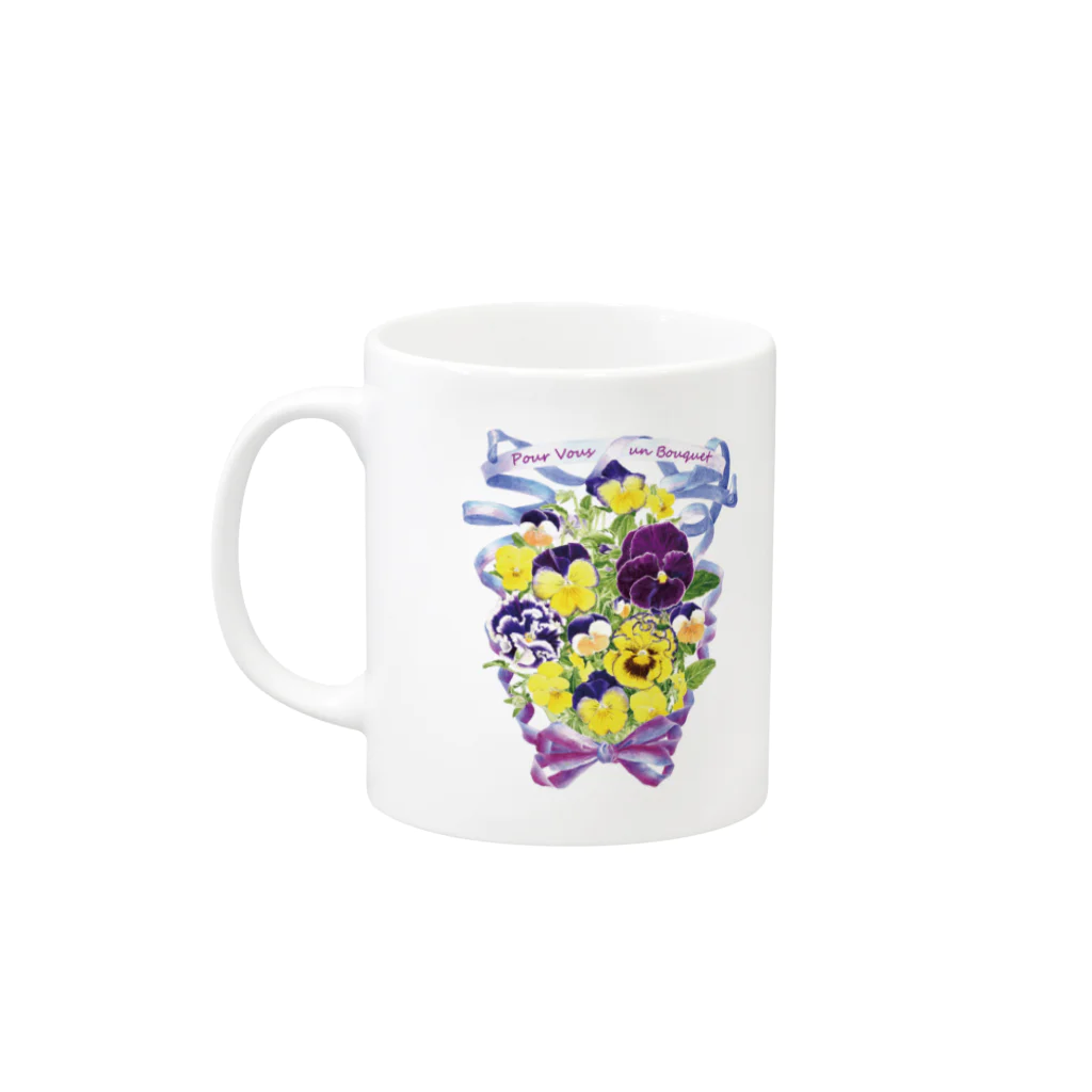 botanical_art_salonの花束を君に　ボタニカルアート　花柄　マグカップ マグカップの取っ手の左面