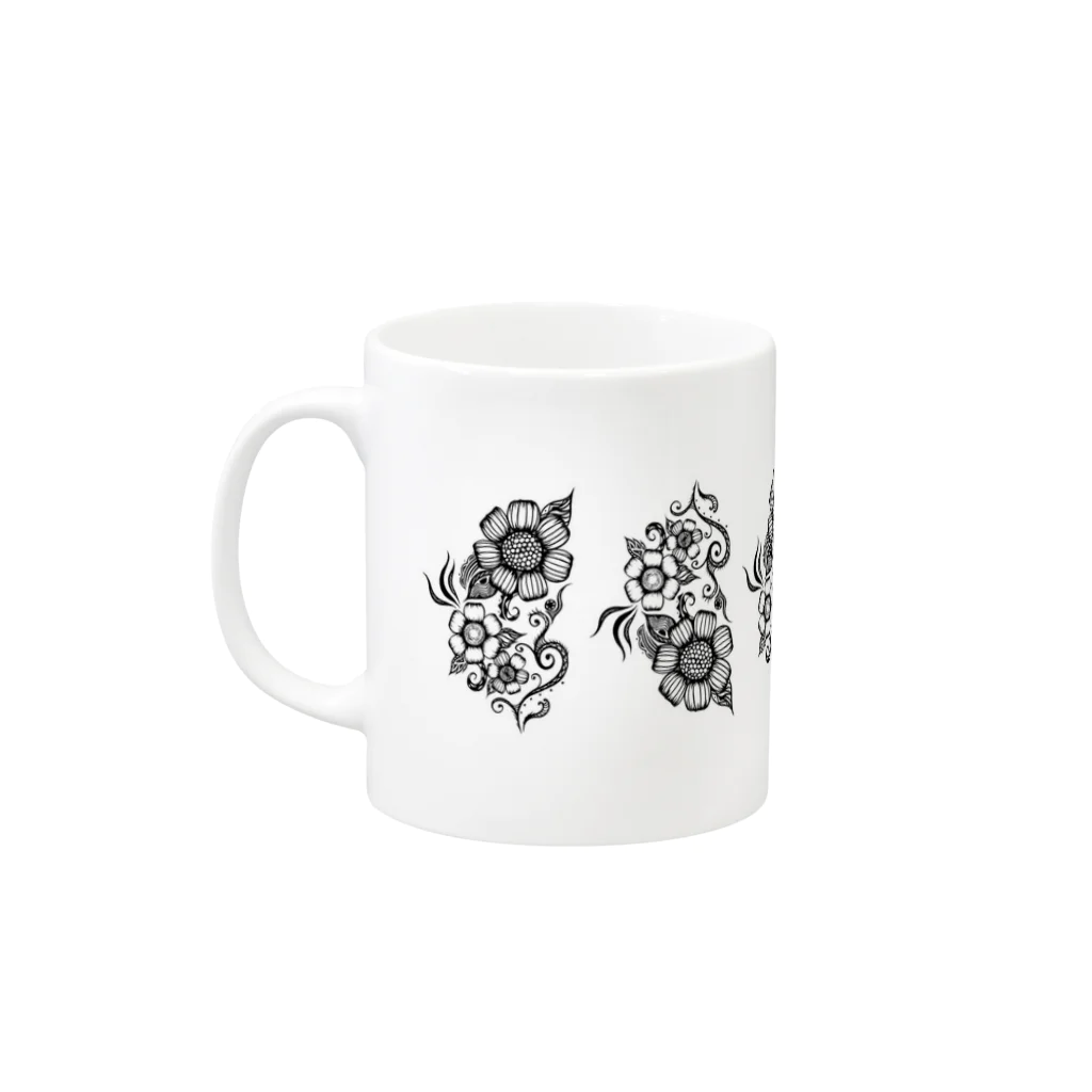 筆ペン画家 原良輔の花花花 Mug :left side of the handle