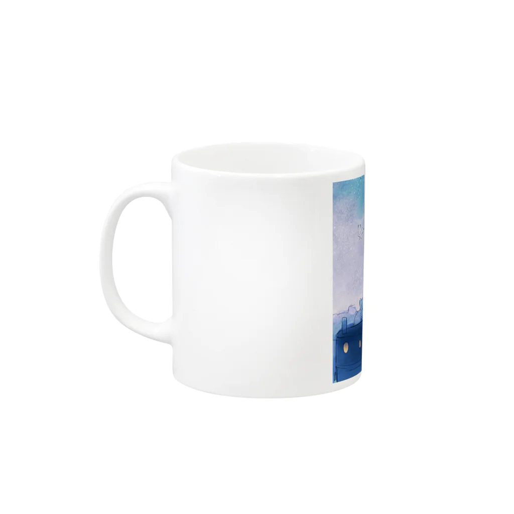 まにのの「今夜は大雪です」 Mug :left side of the handle