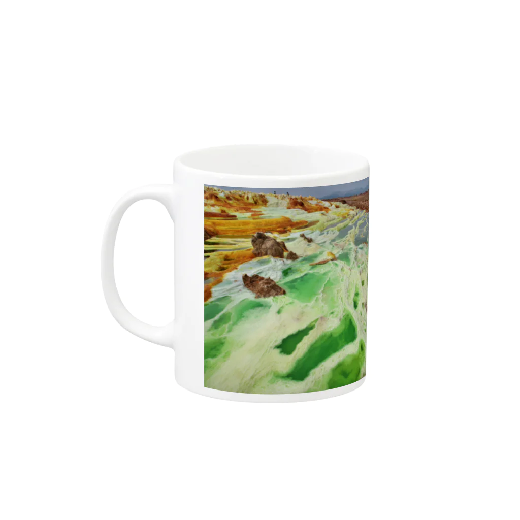 そろ日和別館（世界の風景グッズ）のエチオピアのダロル火山（そろ日和ロゴ入り） マグカップの取っ手の左面