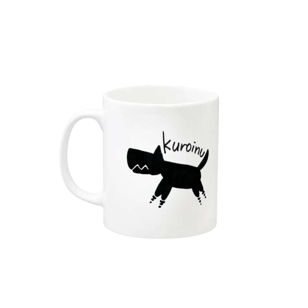自由気ままのシンプルな黒い犬 Mug :left side of the handle