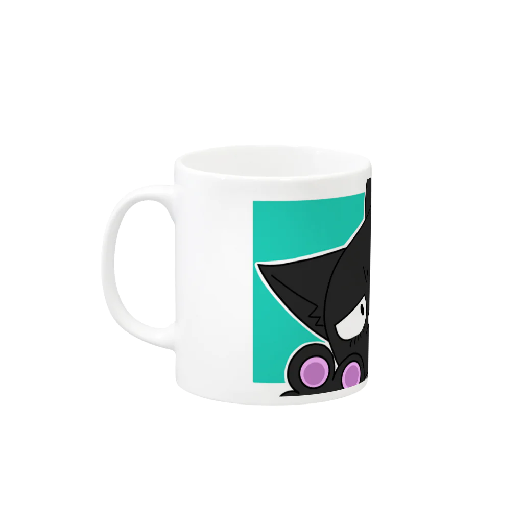 Kuloの下睫毛のねこがじっとどこかみてるカップ Mug :left side of the handle