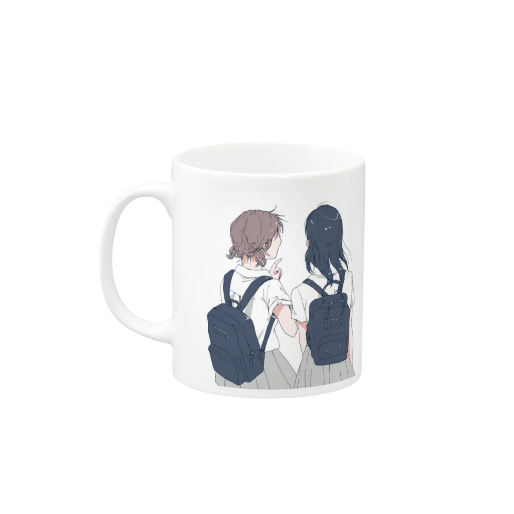 5分間、マリンブルーなふたりのディア・フレンズ　マグカップ（白） Mug :left side of the handle