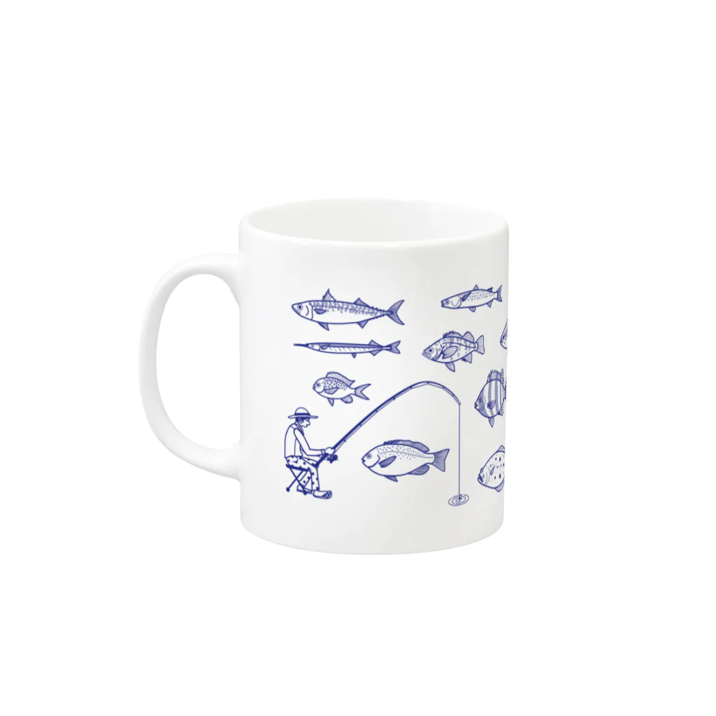 Umikko8823のお魚　青LINE Mug :left side of the handle