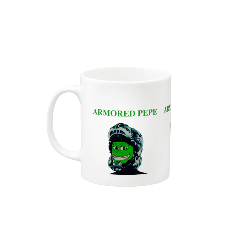 LOL CLOTHINGのARMORED PEPE マグカップの取っ手の左面