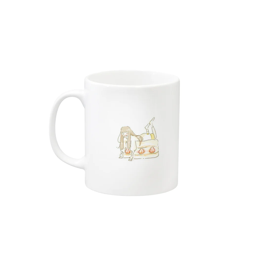 moon-hiyokoの女の子とケーキ Mug :left side of the handle