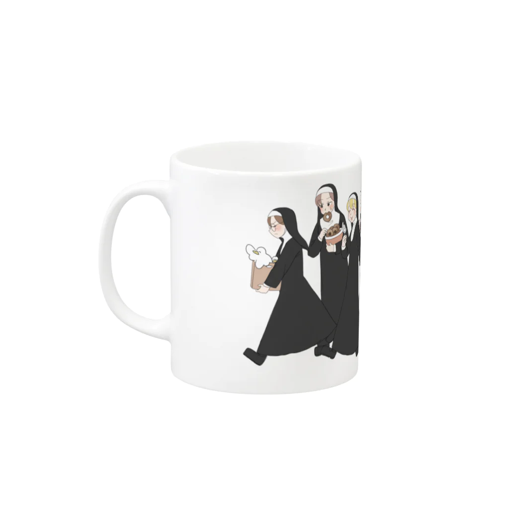 LITTLE  NUNSのmain characters Mug :left side of the handle