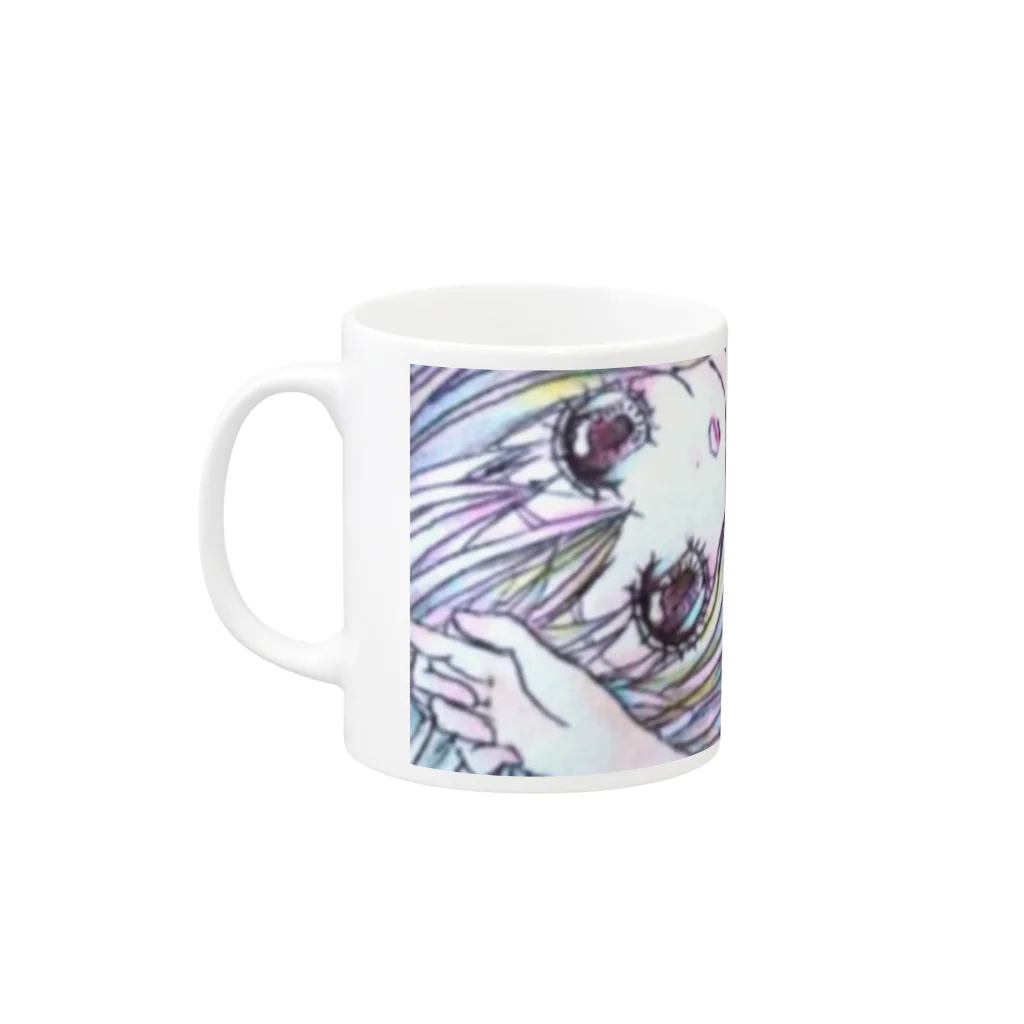 はくの気まぐれ雑貨の三つ編みメイドさん Mug :left side of the handle