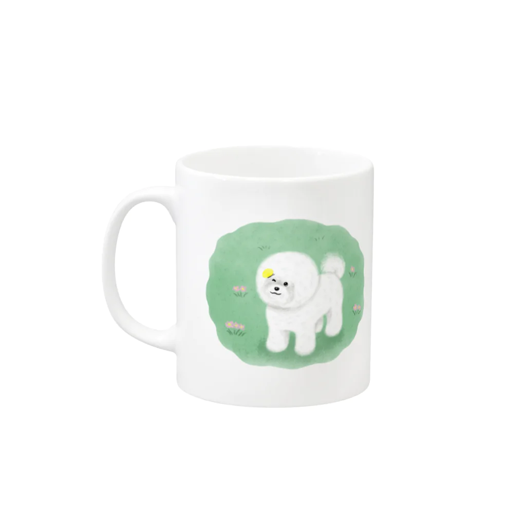 chippokeのビションフリーゼとチョウチョ（２コマ） Mug :left side of the handle