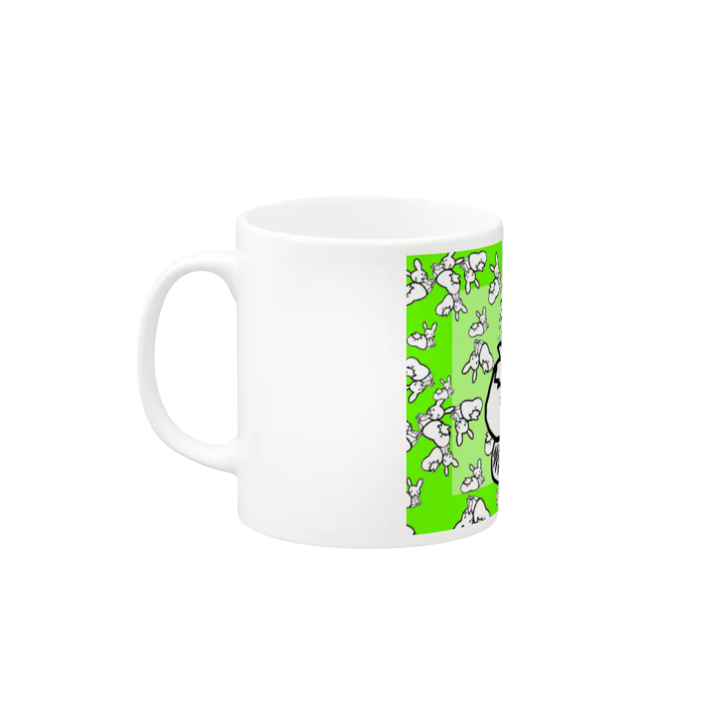 🤍一ノ瀬 彩 🐇⸒⸒ suzuri支店🤍のｶｵｽうさぎ:緑【多+1】 Mug :left side of the handle