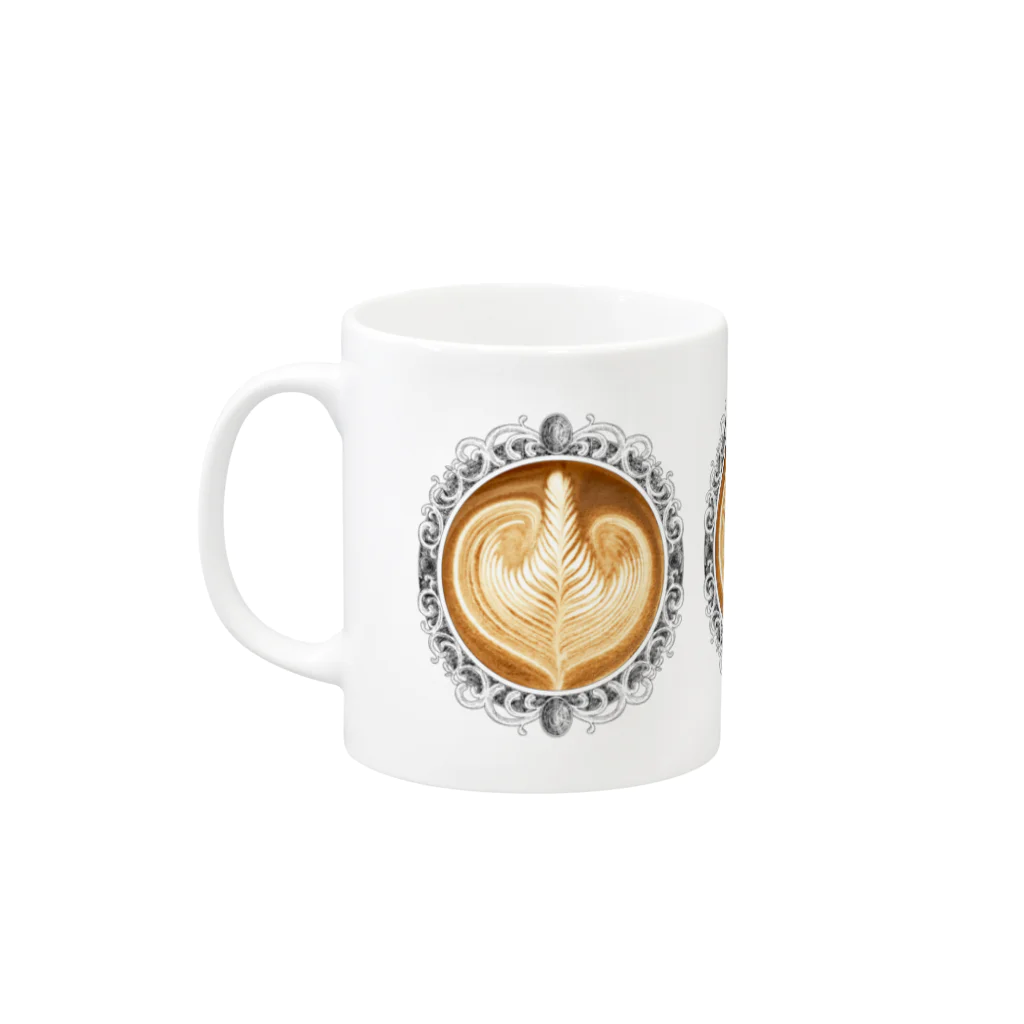 Prism coffee beanの【Lady's sweet coffee】ラテアート エレガンスリーフ ～2杯目～ マグカップの取っ手の左面