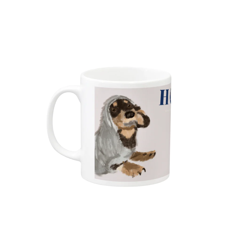 DOG FACEのHOW ARE YOU? ダックスグッズ【わんデザイン-1月】 Mug :left side of the handle