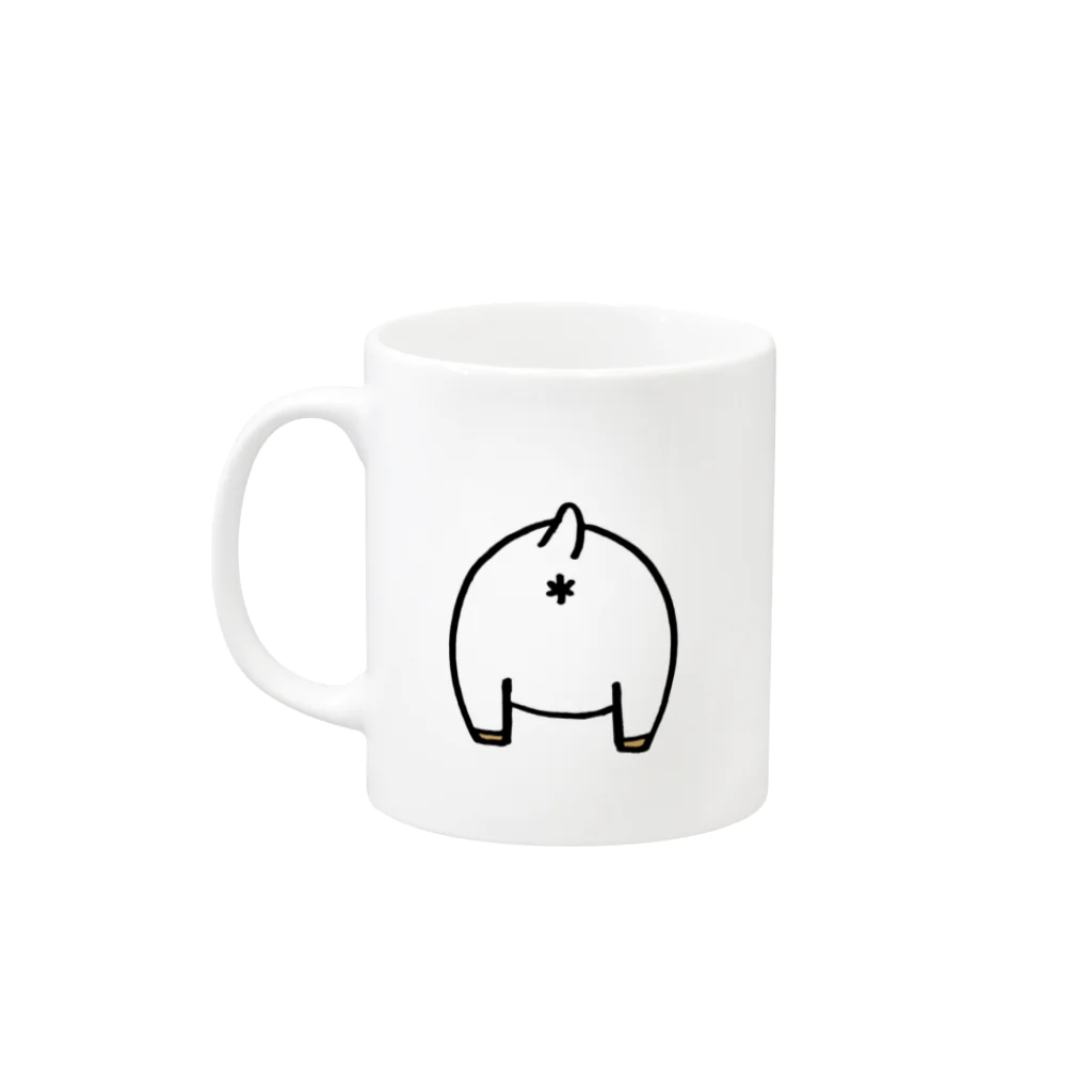 げんじぃの吉がけ牧場 / 76歳のヤギ飼いのヤギのおもちマグカップ（かおとおしり） Mug :left side of the handle