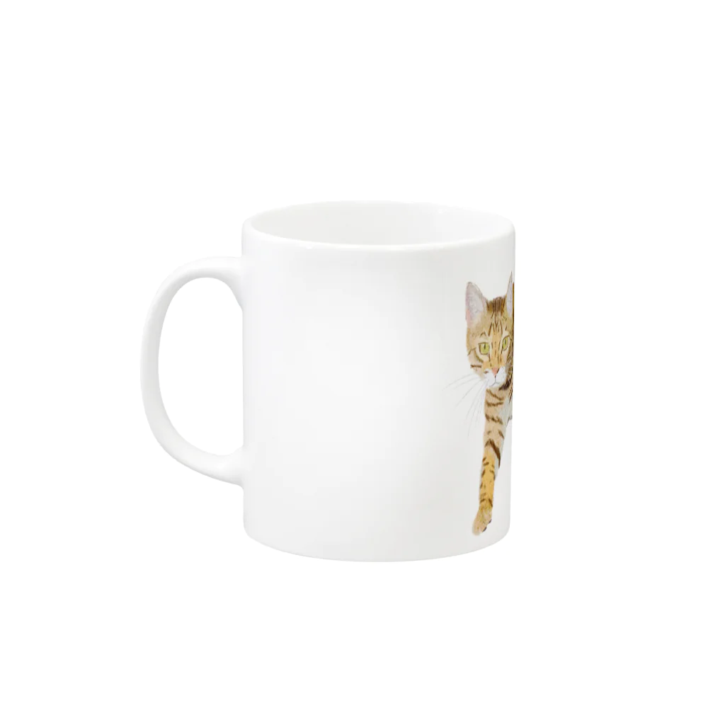 小鳥と映画館の虎 猫 トイガー 大 Mug :left side of the handle