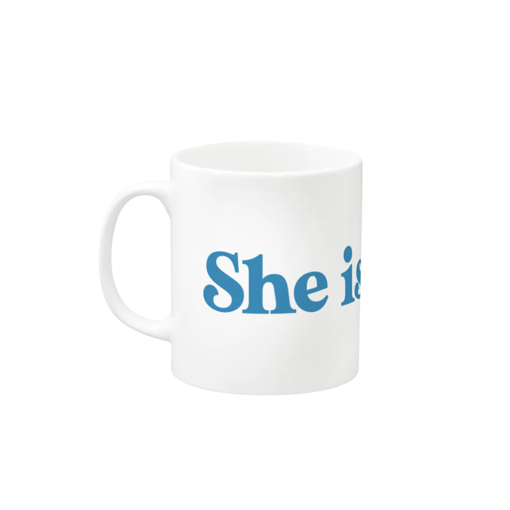 星男プロダクションの清水くるみ個展「She is naked.」マグカップ Mug :left side of the handle