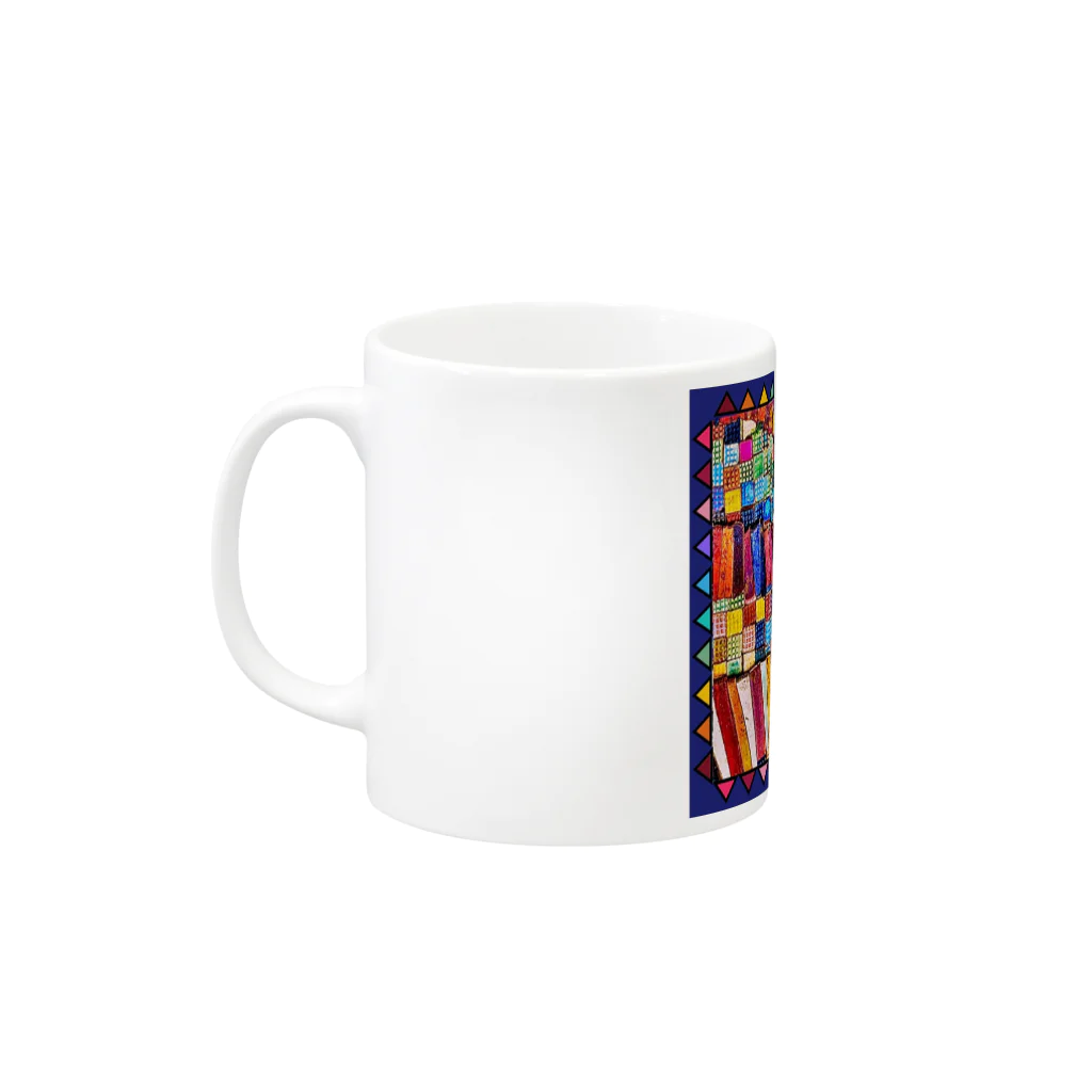 ヒーリングスマイルのカラフルモザイク Mug :left side of the handle