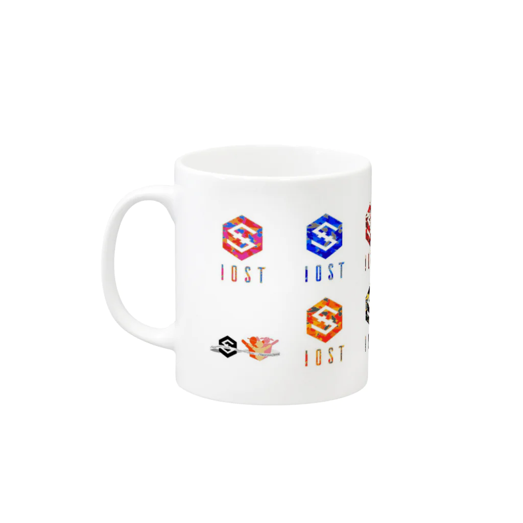 IOST_Supporter_CharityのIOST【迷彩ロゴ】カラフルデザイン Mug :left side of the handle