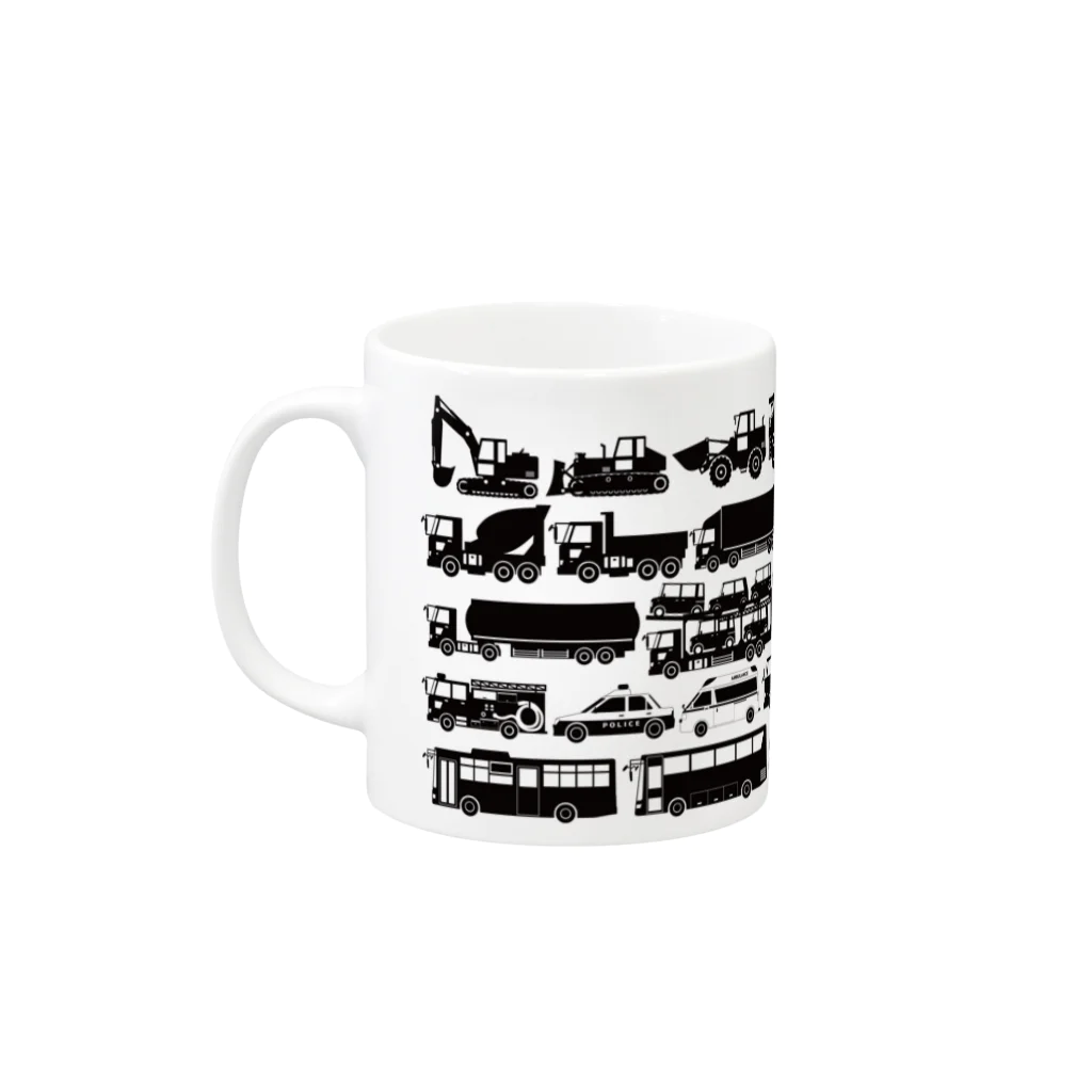 働く車・乗り物Tシャツ／KK商店のいろんな働く車 Mug :left side of the handle