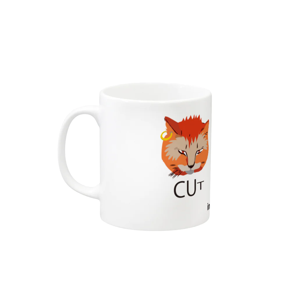 くだらないみち商店の週ナカの猫 Mug :left side of the handle