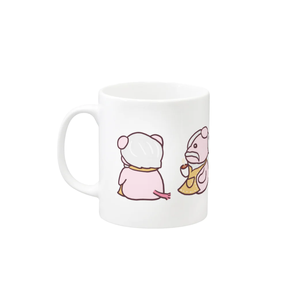 すあだショップのぶたたんのコーヒーのみまとぅか？マグカップ Mug :left side of the handle