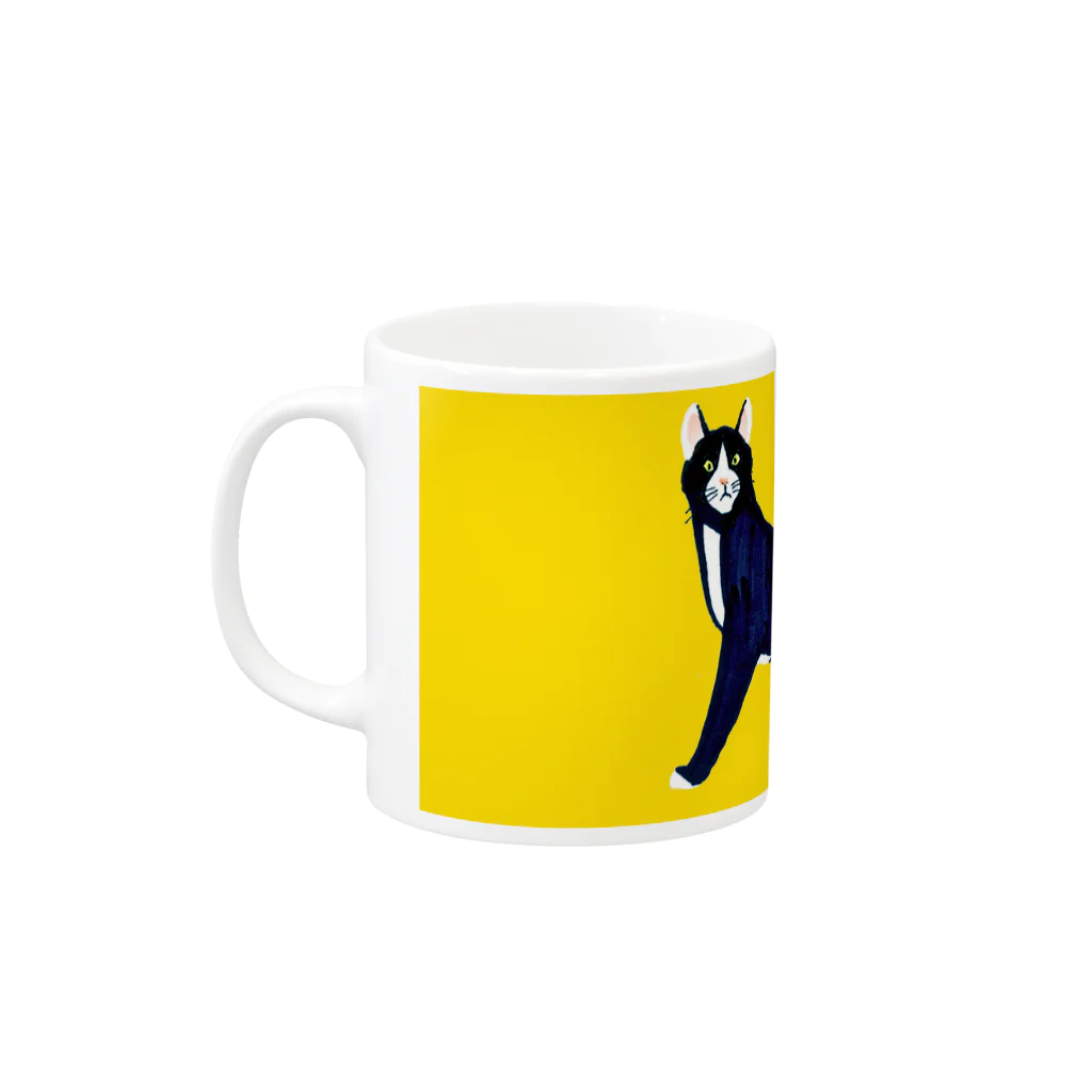 segasworksのハチワレねこ(背景あり) Mug :left side of the handle