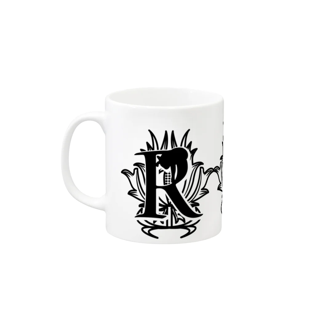 レトロネコ雑貨 華鳥風月のレトロネコ　マグカップ　イニシャル R Mug :left side of the handle