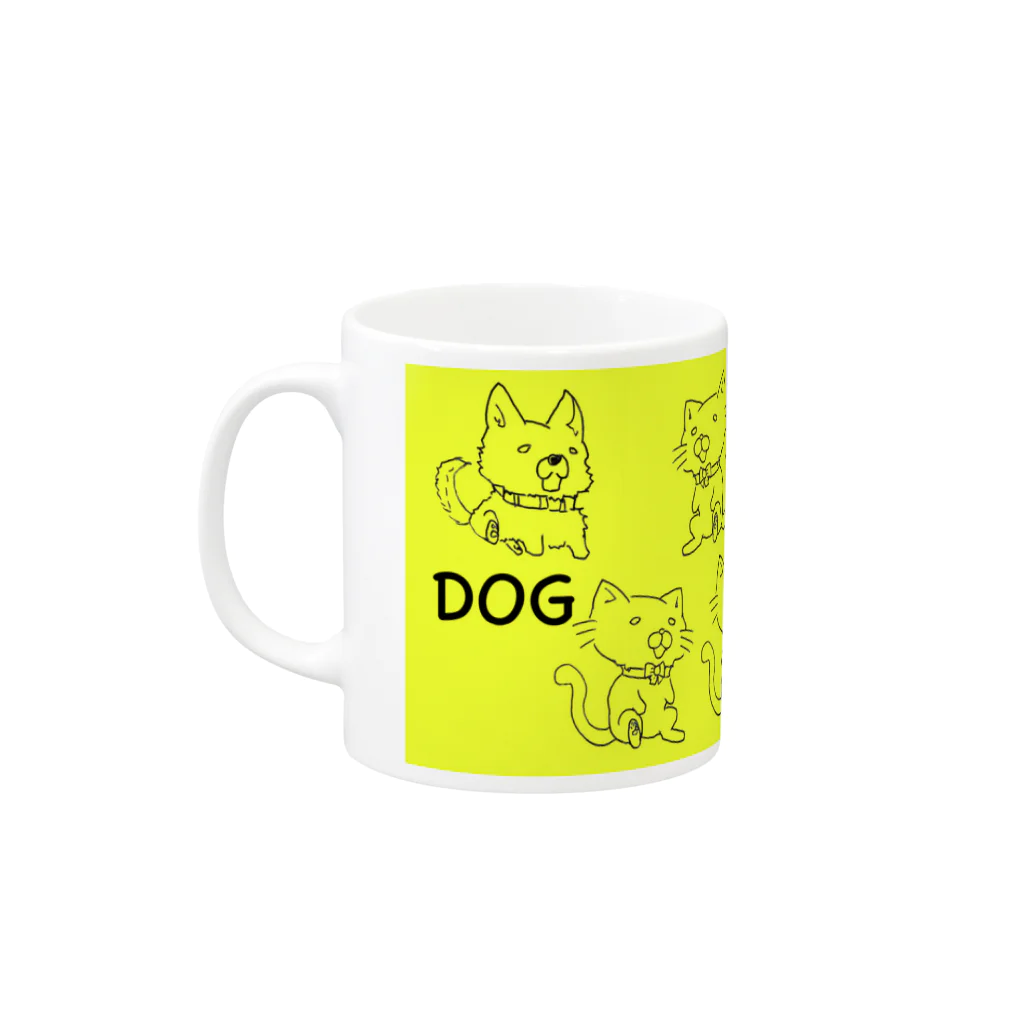 どうぶつYAのおいかけっこいぬねこ Mug :left side of the handle