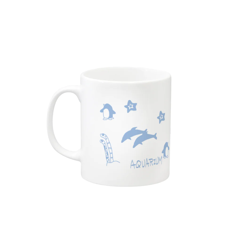 どうぶつYAのaquariumブルー Mug :left side of the handle