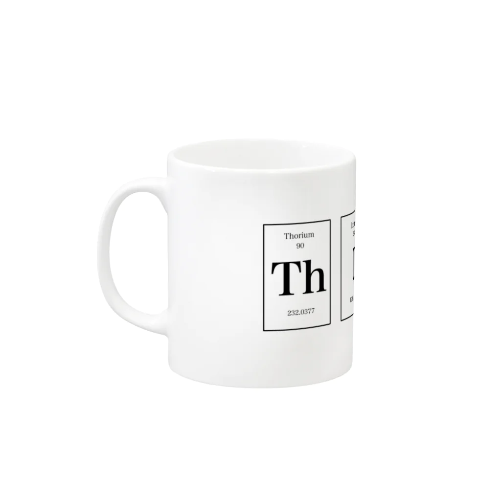 JAZUYの”Think”/ 原子番号90,53,7,19 Mug :left side of the handle