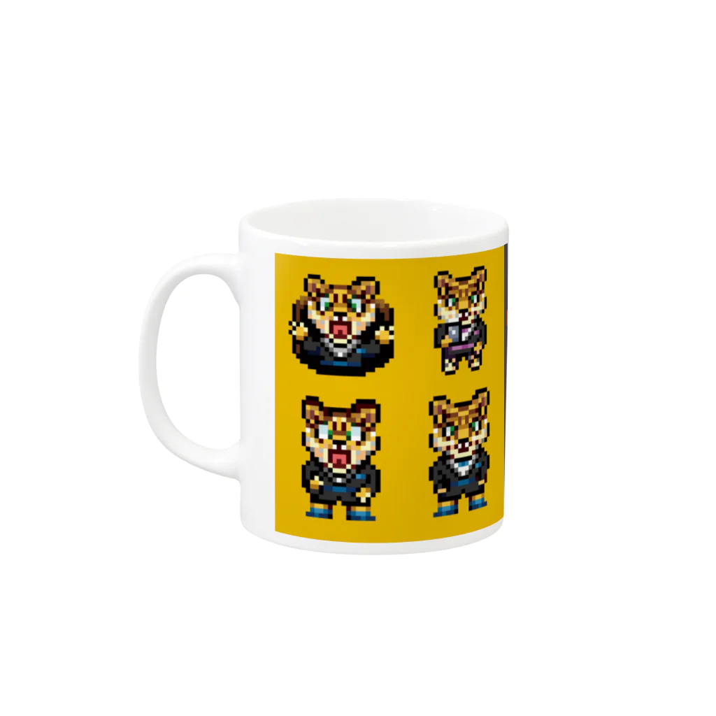 くだらないみち商店の8bit Tiger Teacher しりタイガー　イエロー Mug :left side of the handle