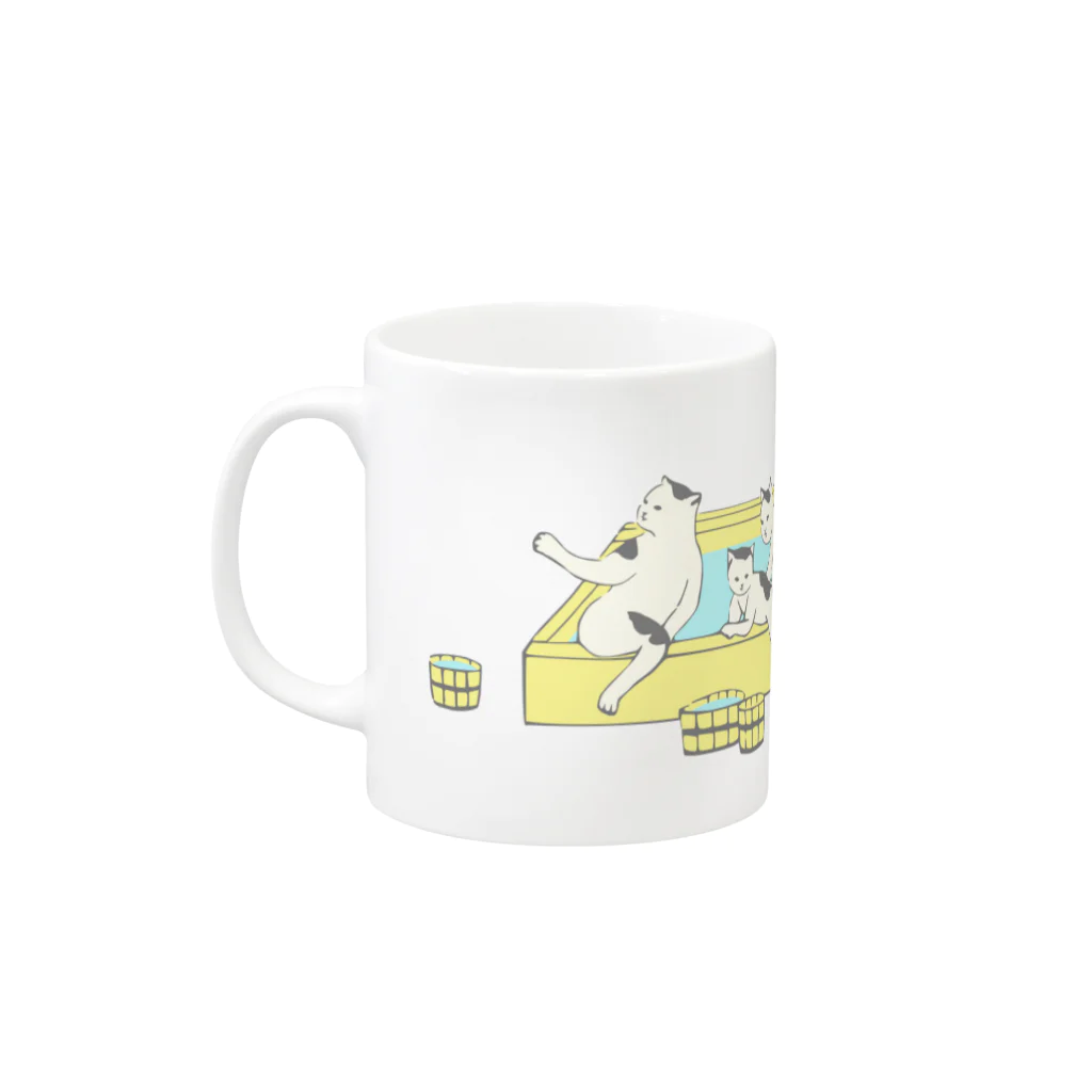 温泉グッズ@ブーさんとキリンの生活の猫の温泉（ロゴなし） Mug :left side of the handle