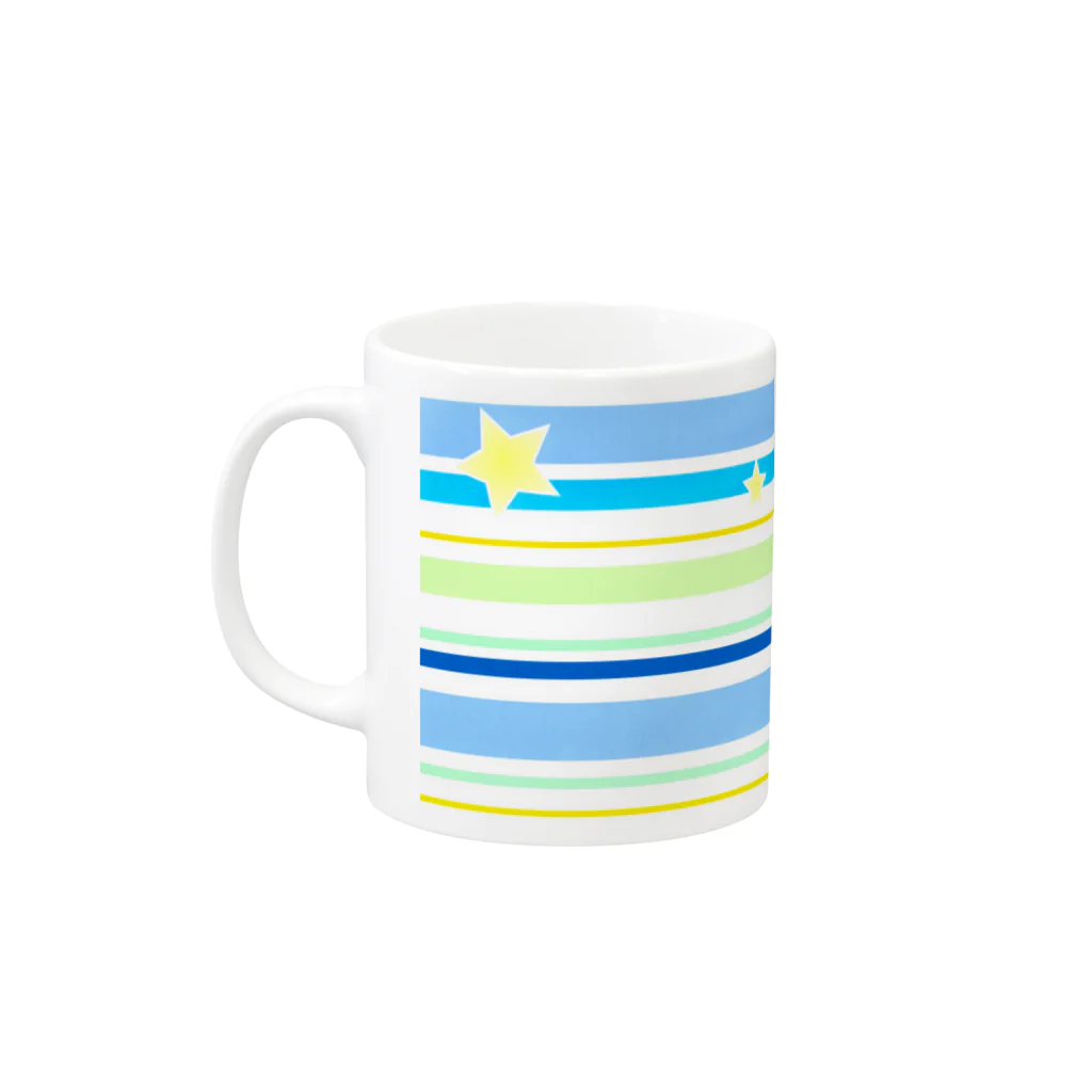 sanasanaのボーダー＋☆ Mug :left side of the handle